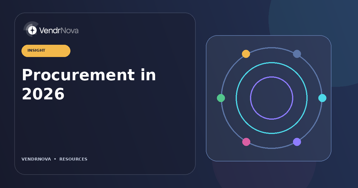 Procurement in 2026: Scenario-ready operating models for uncertainty, AI, risk, and ERP handoffs. Branded editorial artwork; no customer result or production interface.
