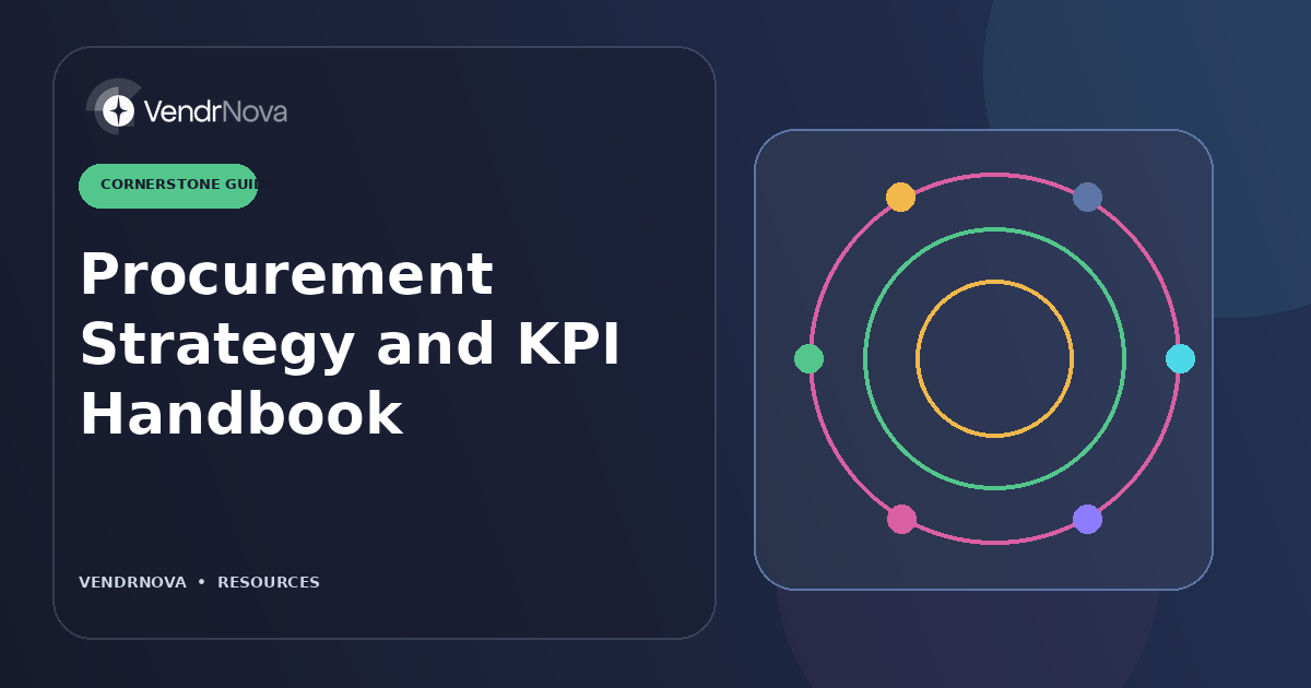 Procurement Strategy and KPI Handbook: Strategy choices connected to measurable outcomes and review loops. Branded editorial artwork; no customer result or production interface.